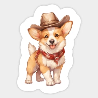 Cowboy Pembroke Welsh Corgi Dog Sticker